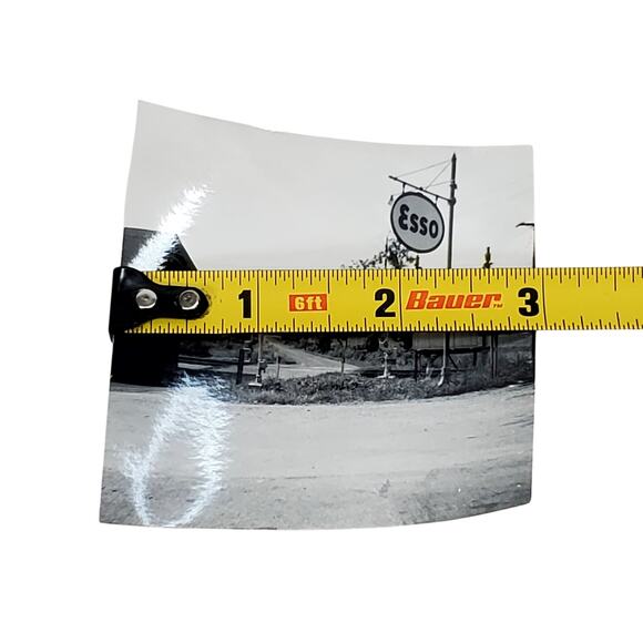 Vtg Monochrome Photography Esso Sign on Street Corner Found Snapshot 1960s - Picture 3 of 4